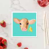 Süßer kleiner Kälberkopf mit Blumen - Papiertücher Serviette (Beispiel)