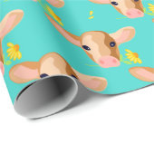 Süßer kleiner Kalbskopf mit Blume - Geschenkpapier (Rolleneckpunkt)