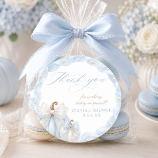 Süßer kleiner Kürbis Blau Baby Shower Dankeschön Runder Aufkleber