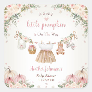 Süßer Kleiner Kürbis Herbst-Baby-Party Quadratischer Aufkleber