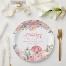 Süßer kleiner Kürbis rosa floraler Herbst-Baby-Sho