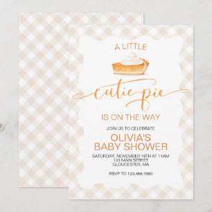 Süßer kleiner Kürbiskuchen Herbst Karo Baby Shower Einladung