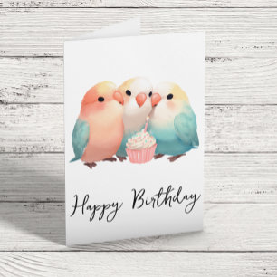 Süßer kleiner Lovebirds Geburtstag-Cupcake Karte