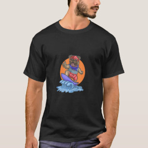 Süßer kleiner Mops Hund Surft 1 T-Shirt
