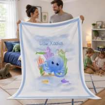 Süßer kleiner Oktopus Große Sherpa-Fleece-Decke