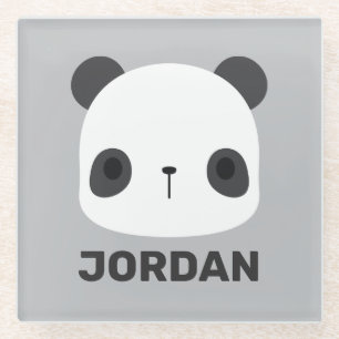 Süßer kleiner Panda-Bär mit personalisiertem Namen Glasuntersetzer