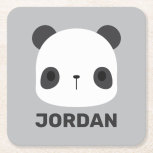 Süßer kleiner Panda-Bär mit personalisiertem Namen Rechteckiger Pappuntersetzer