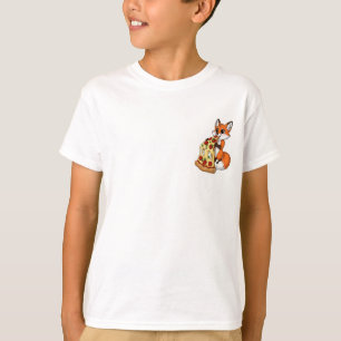 Süßer Kleiner Roter Fuchs Isst Riesige Käse-Pizza  T-Shirt