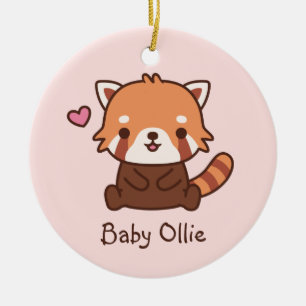 Süßer kleiner roter Panda Doodle Kinder Personaliz Keramik Ornament