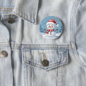 Süßer kleiner Schneemann mit Schal und Hut Button (Beispiel)