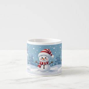 Süßer kleiner Schneemann mit Schal und Hut Espressotasse