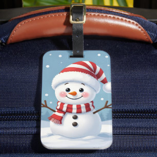 Süßer kleiner Schneemann mit Schal und Hut Gepäckanhänger