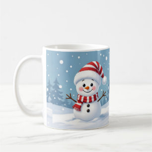 Süßer kleiner Schneemann mit Schal und Hut Kaffeetasse