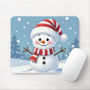 Süßer kleiner Schneemann mit Schal und Hut Mousepad