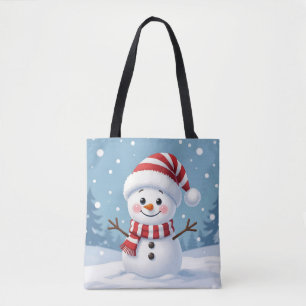 Süßer kleiner Schneemann mit Schal und Hut Tasche
