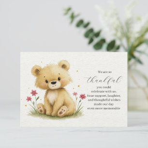 Süßer kleiner Teddy in einem sternenklaren Garten Dankeskarte