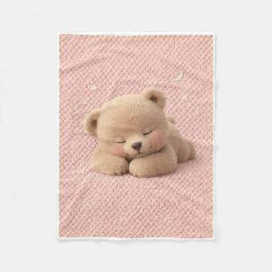 Süßer kleiner Teddybär auf weichem rosa Hintergrun Fleecedecke