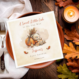 Süßer kleiner Teddybär Herbst Baby Shower Serviette