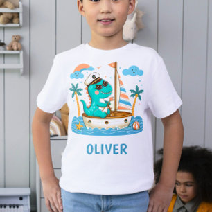 Süßer kleiner Trex-Nautik-Segelyacht-Kapitän T-Shirt