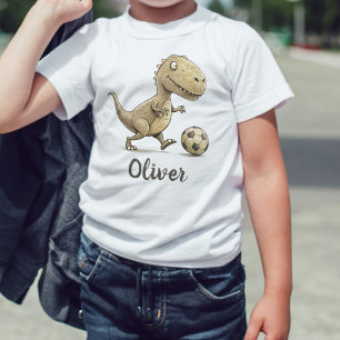 Süßer kleiner Trex spielt Fußball Baby T-shirt