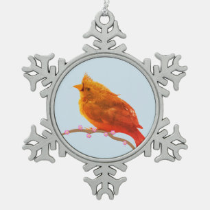 Süßer kleiner Vogel Schneeflocken Zinn-Ornament