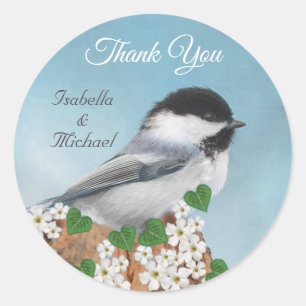 Süßer kleiner Vogel und Blumen Danke Klassisch Run Runder Aufkleber