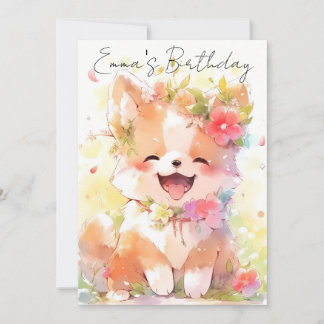 süßer kleiner Wasserfarben-Hund Geburtstag Einladung