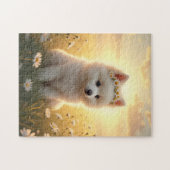 Süßer kleiner weißer Spitz-Welpe  Puzzle (Horizontal)