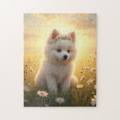 Süßer kleiner weißer Spitz-Welpe  Puzzle (Vertikal)