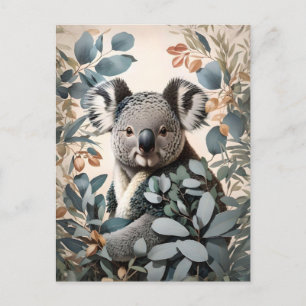 Süßer Koala Eukalyptusblätter Postkarte