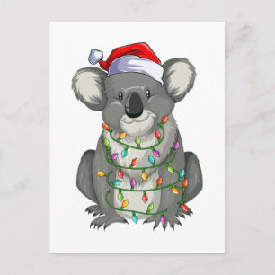Süßer Koala in Weihnachtslichtern Postkarte