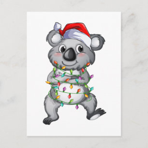 Süßer Koala in Weihnachtslichtern Postkarte