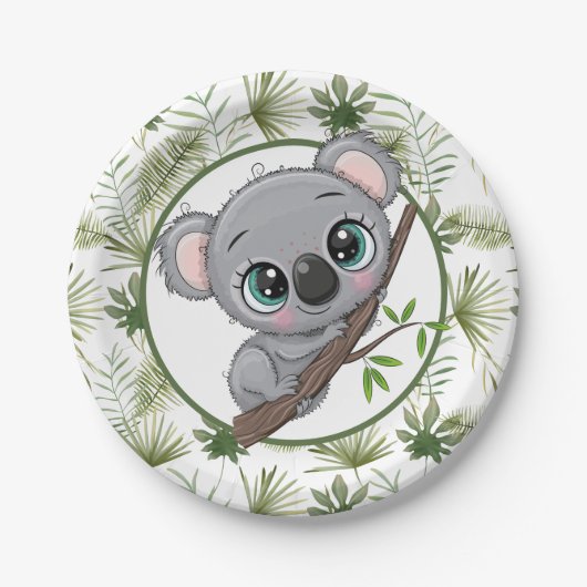 Süßer Koala-Jungtier Pappteller (Vorderseite)