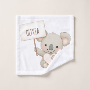 Süßer Koala mit Namensschild Waschlappen