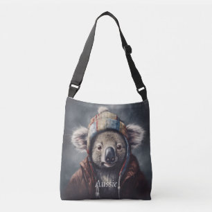 Süßer Koala mit Winterhut und individuellem Namen Tragetaschen Mit Langen Trägern