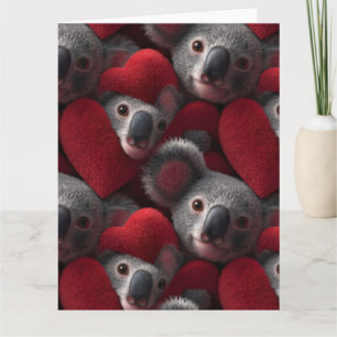 Süßer Koala und rotes Herz nahtloses Muster Karte