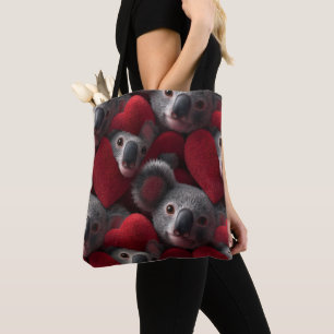Süßer Koala und rotes Herz nahtloses Muster Tasche