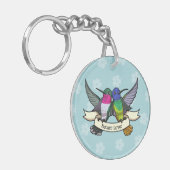 Süßer Kolibri-Naturliebhaber-Bunter Cartoon Schlüsselanhänger (Vorderseite links)