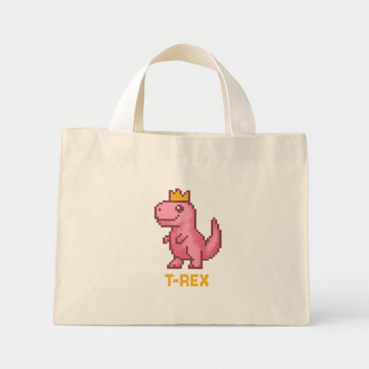 Süßer König Dinosaurier - Trex Mini Stoffbeutel (Vorne)