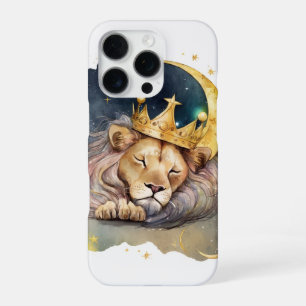 Süßer König Löwe schlafend auf dem Mond iPhone 16 Pro Hülle