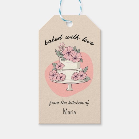 Süßer Kuchen "gebacken mit Liebe" Geschenkanhänger (Vorderseite)