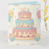 Süßer Kuchen und Cupcakes Karte (Gelbe Blume)