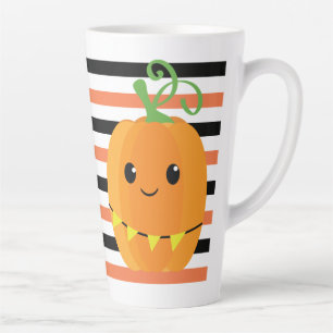 Süßer Kürbis Halloween Herbst Orange Schwarze Stre Milchtasse