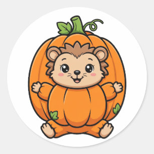 Süßer Kürbis-Igel-Halloween-Aufkleber Runder Aufkleber
