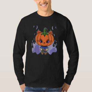 Süßer Kürbis-Kater und Horror-Pizza-Katze für Hall T-Shirt