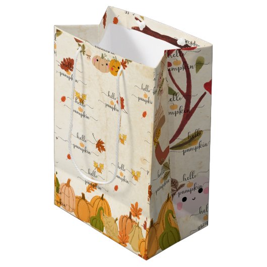 Süßer Kürbis Mittlere Geschenktüte (Vorderseite Schrägansicht)