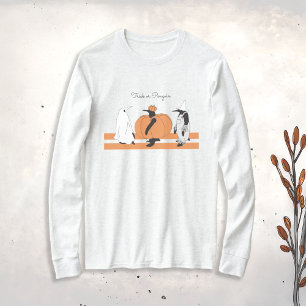 Süßer Kürbis Pinguin Lustiger Halloween T-Shirt