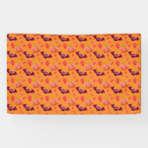 Süßer Kürbis und Fledermaus Muster Orange