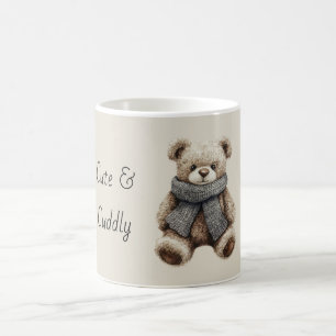 Süßer Kuschel-Teddybär mit blauem Schal Kaffeetasse