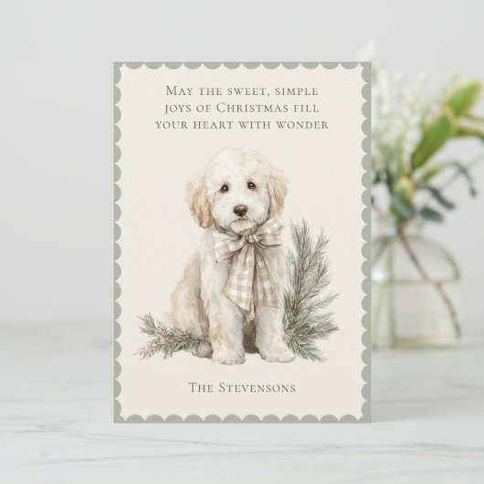 Süßer Labrador-Hund, Fichte, rustikale Weihnachten (Stehend Vorderseite)